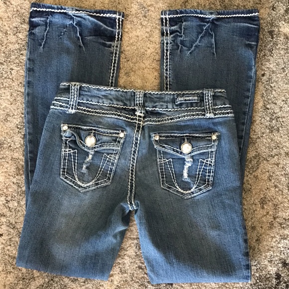 ZCO Premium Destroyed Distressed Bootcut Jeans - Picture 5 of 15